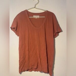 The GREAT. boho distressed basic orange blouse size 00